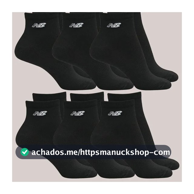 Kit 6 Meias De Algodão New Balance Cano Curto Confortável Preto 39 A 43