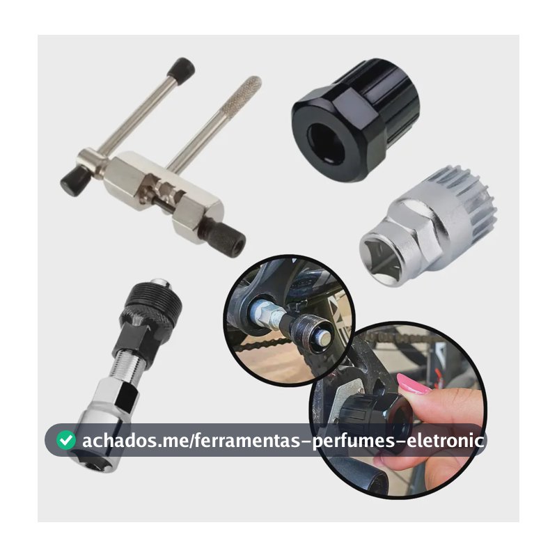 Kit Chave Bike Extrator Corrente Pedivela Movimento Central Catraca Multiuso Bicicleta Black Raipe