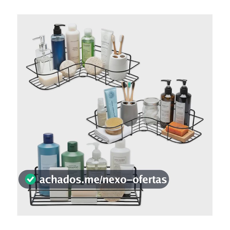 Kit 3 Suportes De Banheiro Prateleira Metal Sem Furo Adesivo Parede Shampoo Sabonete Cozinha