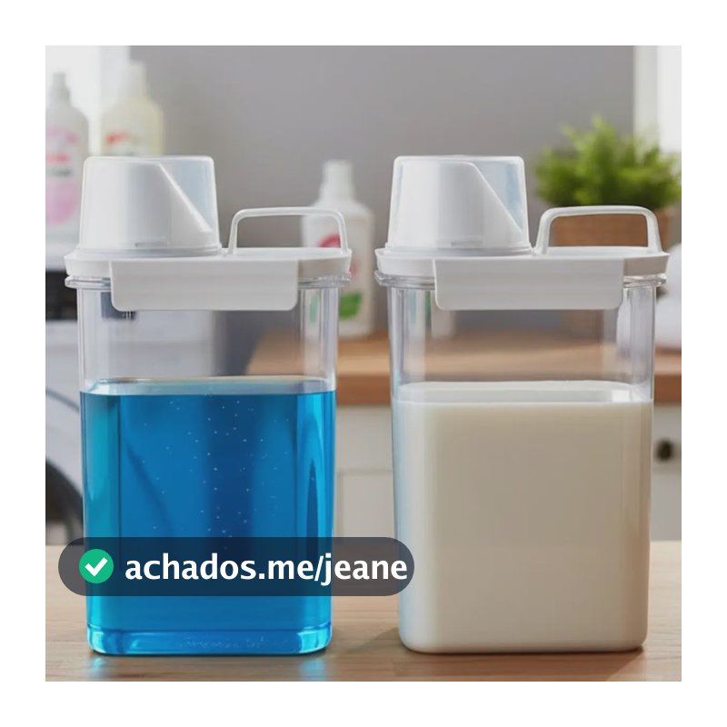 Kit 2 Porta Sabão Líquido Pó Amaciante Detergente Alvejante Dispenser HERRGOTT 2 L Multiuso Transparente