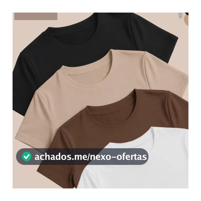 Kit 4 Blusas Feminina Suplex Estilosa T Shirt Básica Casual Preto + Branco + Marrom + Nude Liso G/gg (40-42)