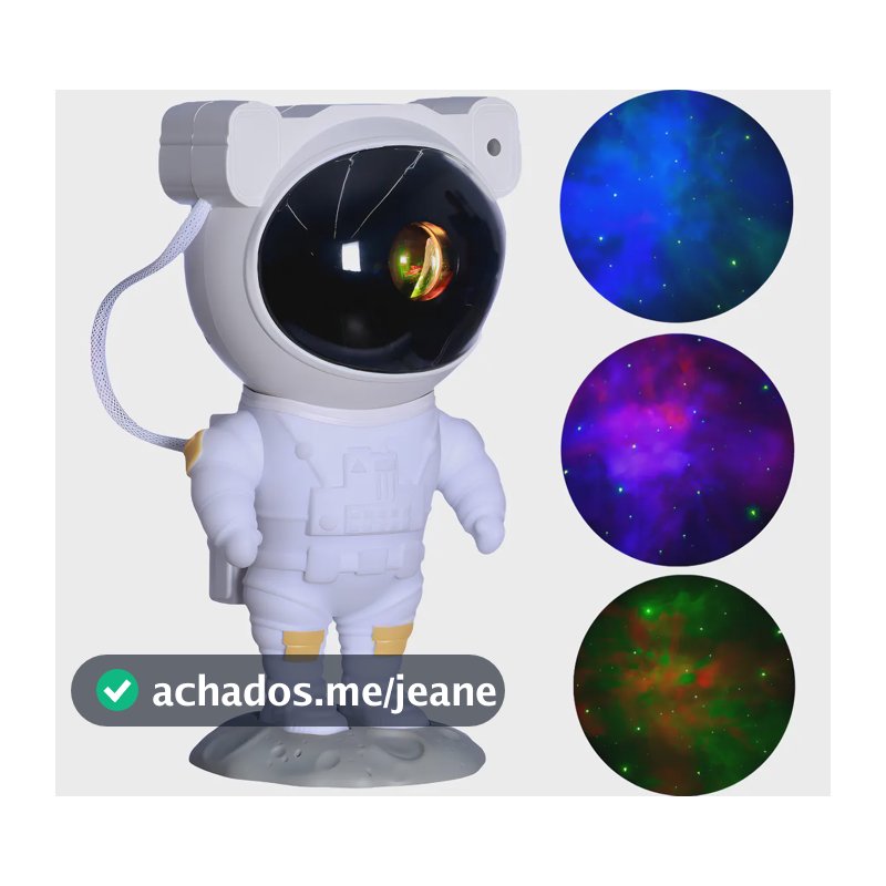 Projetor Galáxia Astronauta Zonacriativa LED Controle Remoto