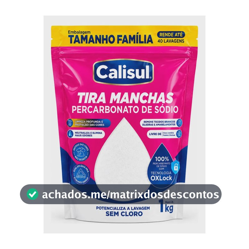 Tira Manchas para Roupas Calisul 1kg Percarbonato de Sódio