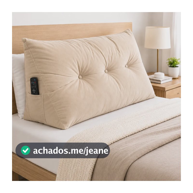 Encosto Almofada De Cabeceira 90cm Suede Apoio Para Costas Bege