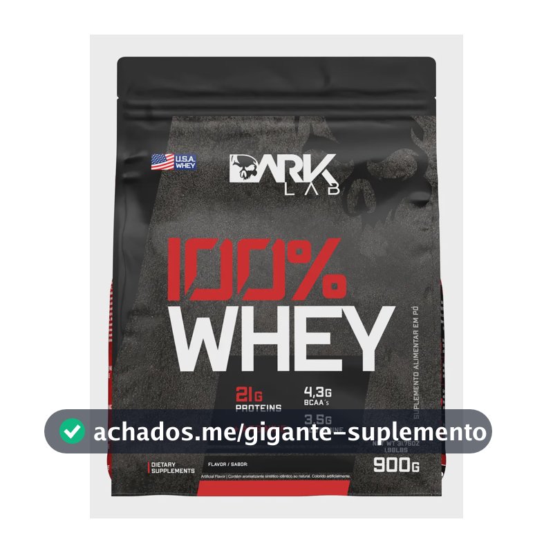 Whey Protein Concentrado 100% 900g Refil Dark Lab Sabor Baunilha