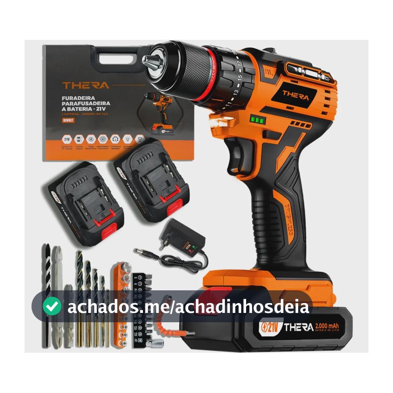 Parafusadeira Furadeira de Impacto Thera Brushless 21V Bivolt 2 Baterias