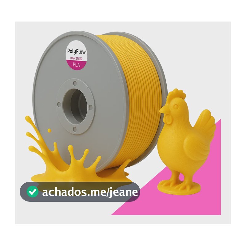 Filamento 3d Pla 1,75mm Polyflow 1kg - Premium High Speed Amarelo