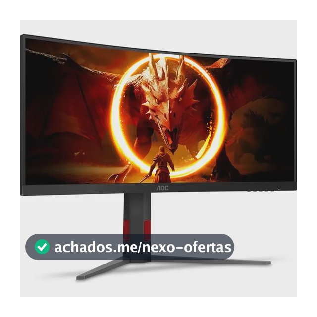 Monitor Gamer Curvo Aoc Agon Quad 34  Ultrawide Wqhd 180hz 0,5ms Base Ajustável U34g4c Preto 127/220v