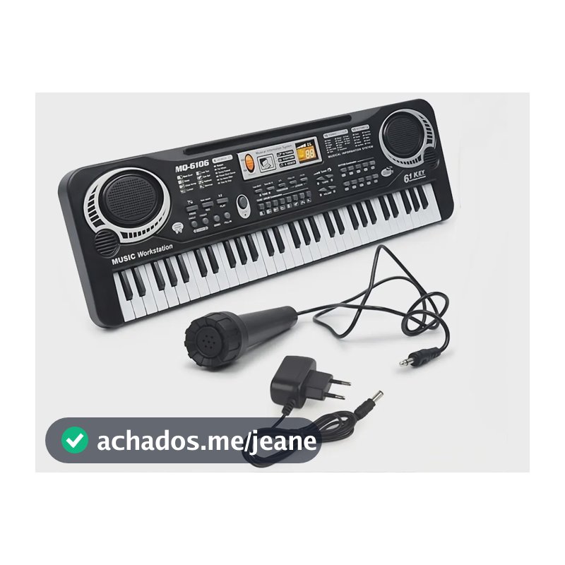 Teclado Musical 61keys MQ-6106 61 Teclas LCD Com Gravador Preto