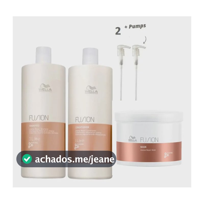 Kit Wella Fusion Shampoo 1lt + Condicionador 1lt + Másc 500g