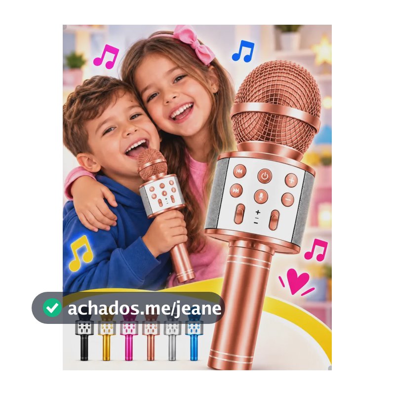 Microfone Infantil Bluetooth Sem Fio Karaoke Que Muda A Voz Rose