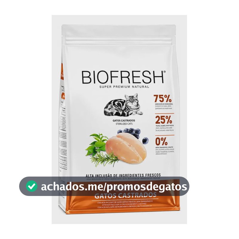Ração Seca Super Premium Biofresh Gatos Castrados Frango 7,5kg