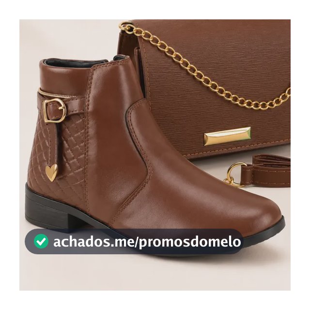 Kit Bota Feminina Cano Curto + Bolsinha Casual Com Zíper