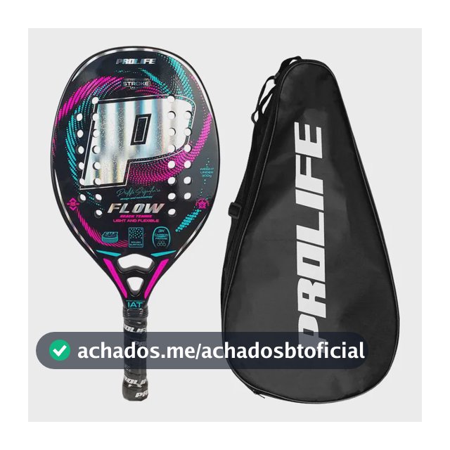 Raquete Beach Tennis 100% Carbono 3k Kit Prolife Holográfica