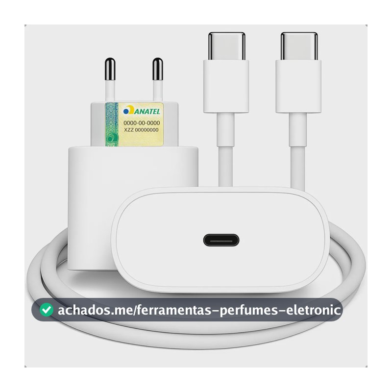 Carregador Turbo Tipo C 30w Para iPhone 15 16 17 Pro Max Branco