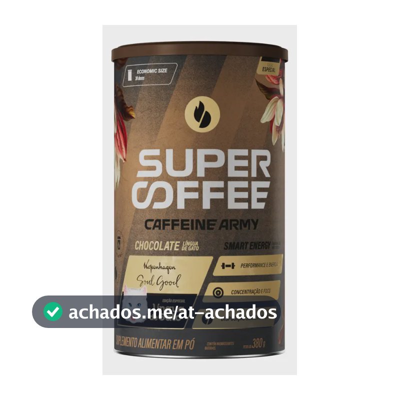 Cafeína Caffeine Army SuperCoffee - Lingua de Gato em pó sabor Chocolate ao leite x 380mL
