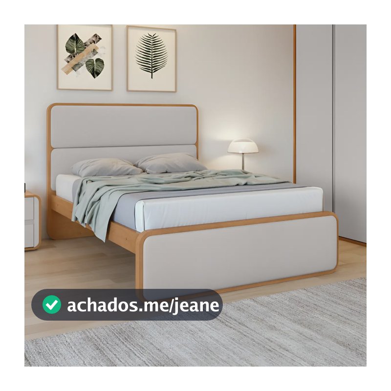 Cama Casal 1,40 Easy Like Tecido Corano Bege Amendoa Clean