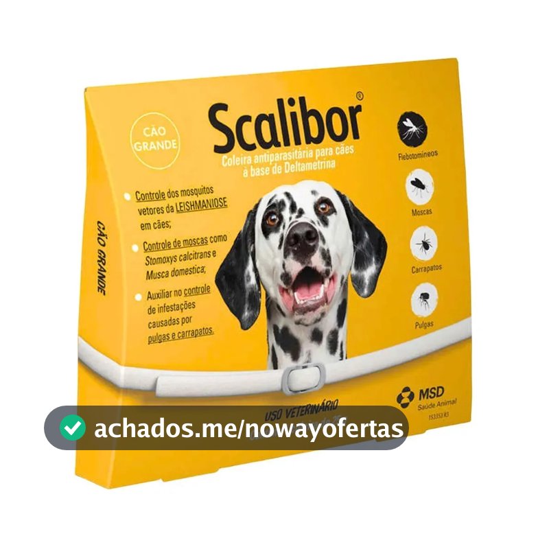 Coleira Antiparasita Scalibor 65 cm Proteção 4 Meses Pulgas e Mosquitos
