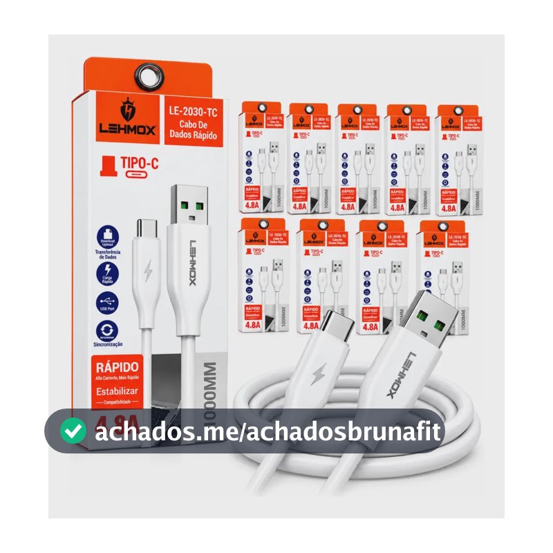 Kit 10 Cabos Usb Tipo C Carregador E Dados Rápido Atacado Branco