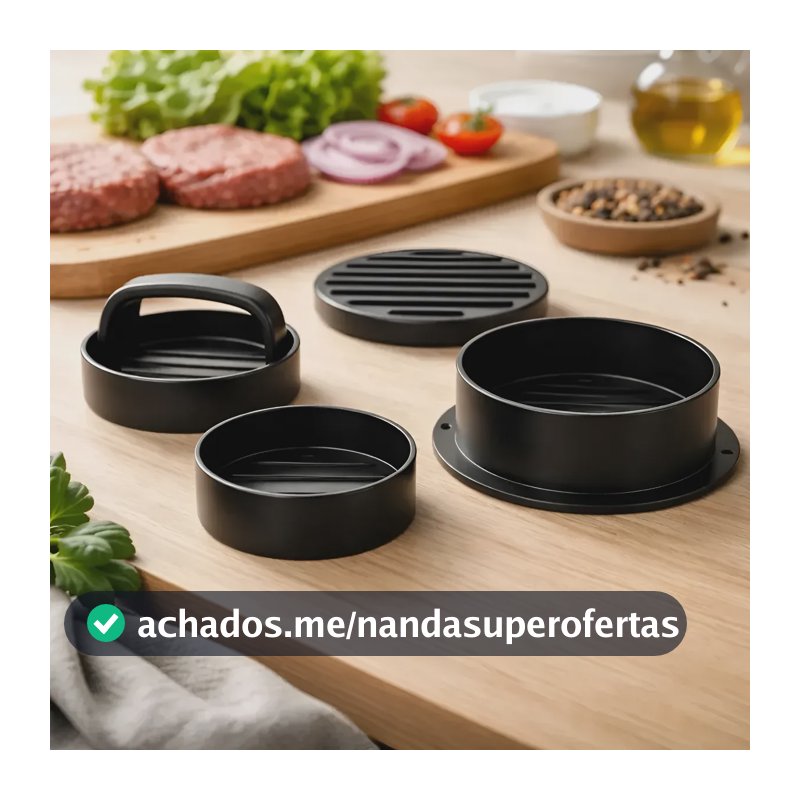 Molde Forma Para Fazer Hambúrguer Grande Pequeno E Recheado Preto