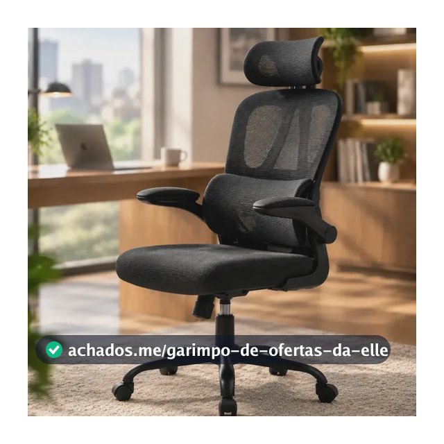 Cadeira Escritório Ergonômica Mesh Suporte Lombar Sitolia Preto Malha