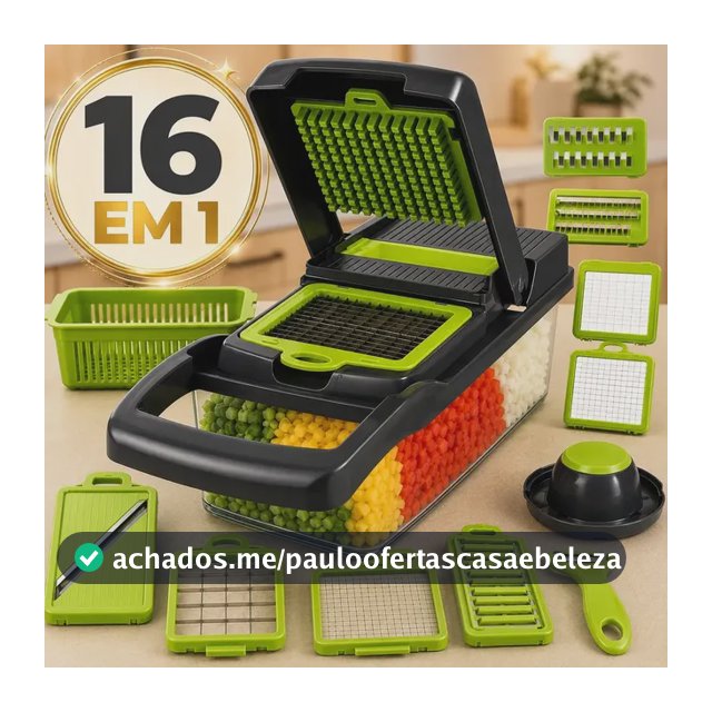 Cortador Fatiador Ralador De Legumes Frutas Vegetais Triturador Picador Manual 16 Peças para Cozinha Mandolin Inox Sólar