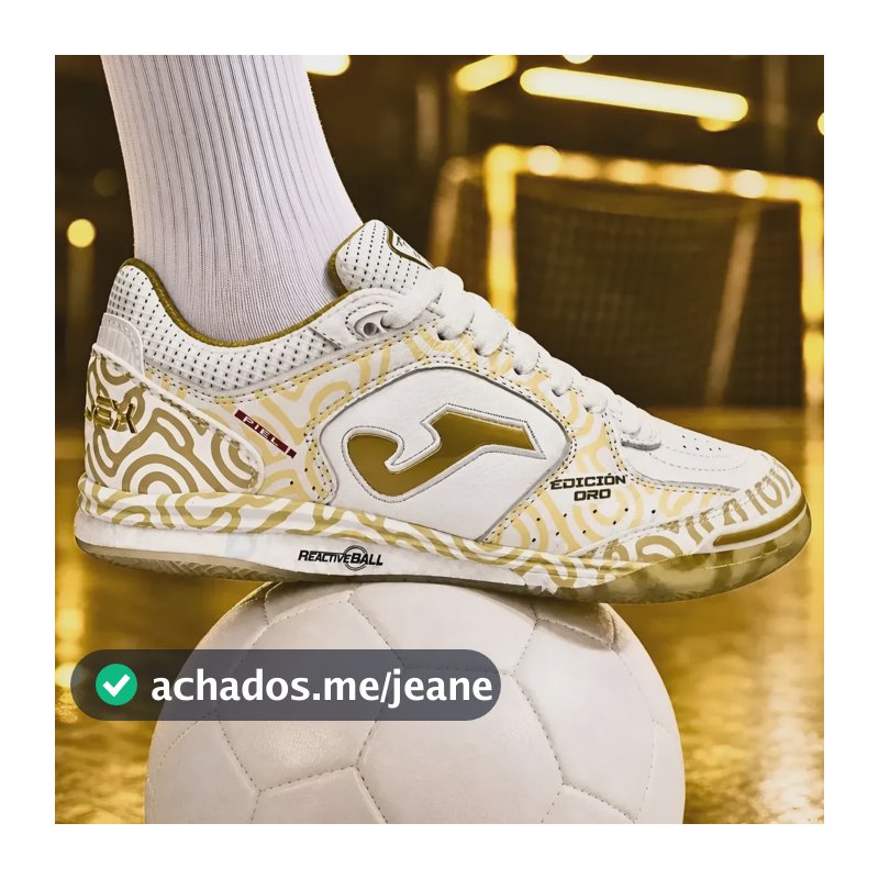 Chuteira Joma Futsal Top Flex Rebound Edição Ouro Original Branco / Dourado 38 Br