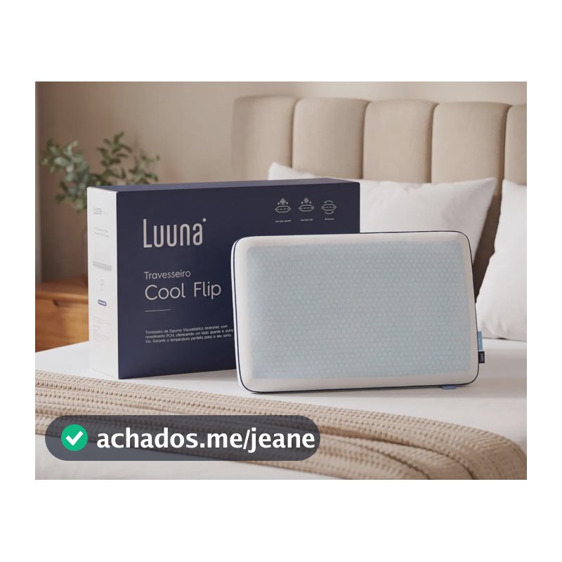 Travesseiro Luuna Cool Flip Memory Foam Dual Tech, PCM Refrescante, Capa Dupla Removível
