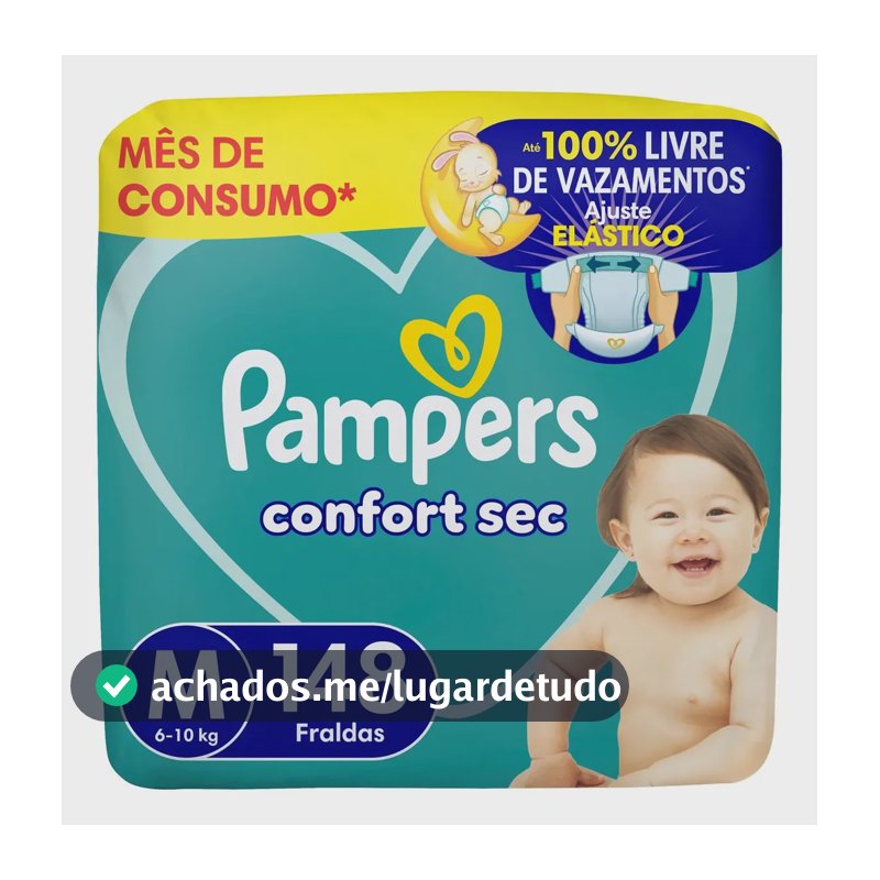 Fralda Pampers Confort Sec Tamanho M 148 Unidades