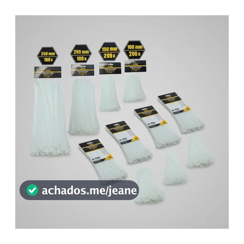 Kit 600 Abraçadeiras Nylon Enforca Gato Fita Cinta Plástica Branco