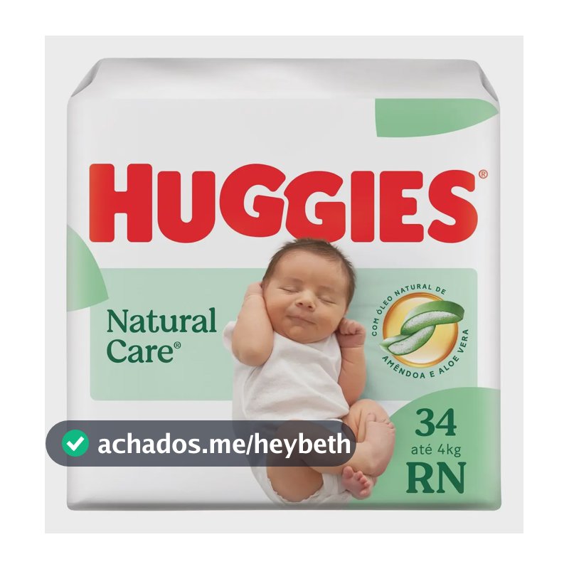Huggies Fralda Descartável Premium Natural Care RN 34 Unidades