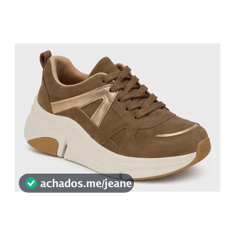 Tênis Feminino Plataforma Modare Conforto Diário Castanho/dourado 34 Br