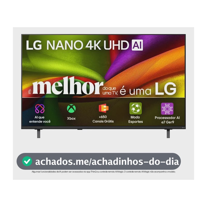 Smart TV 4K 65" LG NANO UHD AI NU850 2026 Processador α7 Ger9 HDR10 Xbox Bluetooth Wi-Fi AI Search Google Gemini webOS 26 - 65NU850BPSA