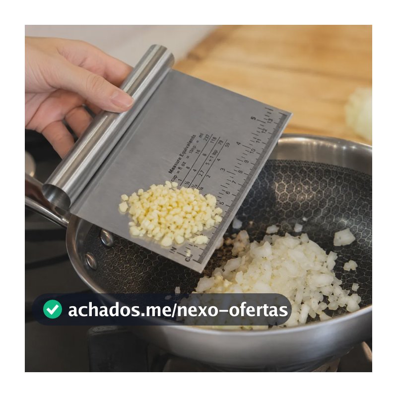 Espátula Inox Multiuso Cortador Alho Cebola Massas Raspador