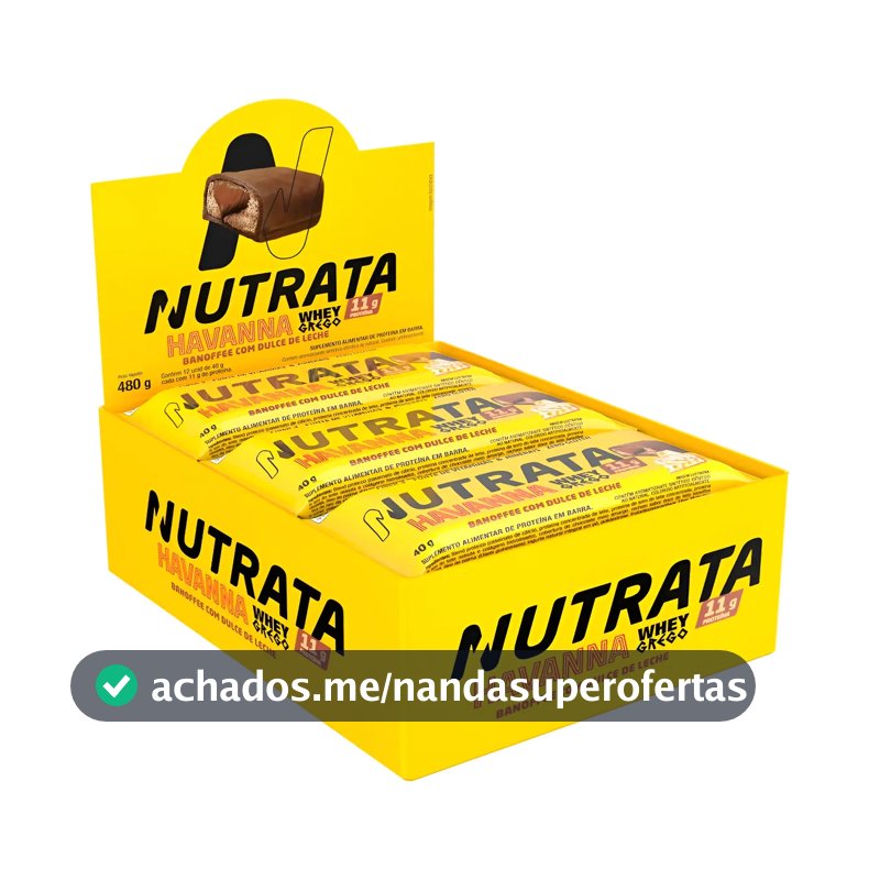 Barra Whey Grego 40g Display com 12 unidades Banoffee com Dulce de Leche Havanna Nutrata