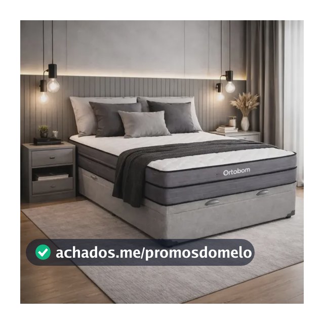 Box Baú Casal Colchão Núvia Airtech Superpocket Ortobom Cinza