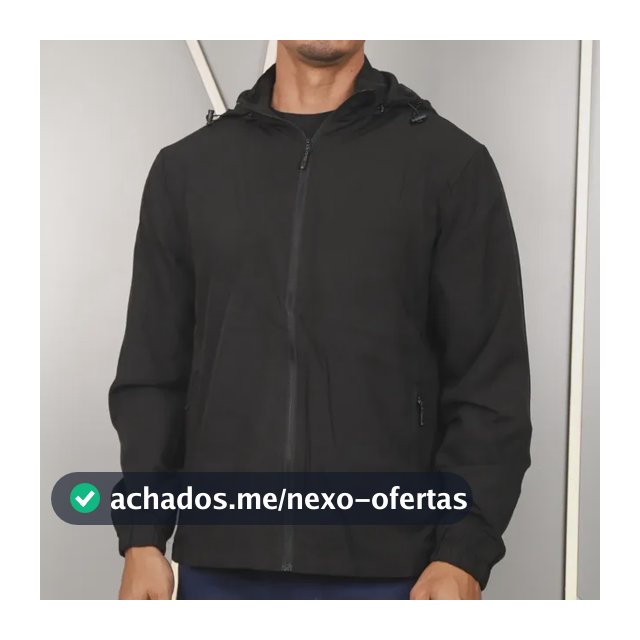 Jaqueta Masculina Nylon Punho Em Elástico Impermeável Preto Poliéster M