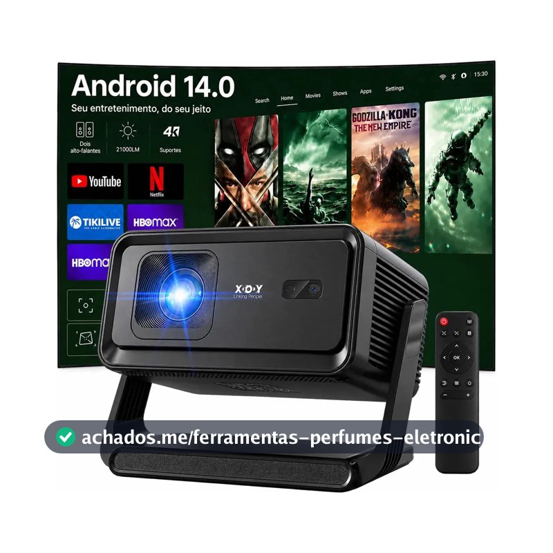 Projetor Smart BHBX14 Full HD Nativo 1080p com Android 14, Wi-Fi 6 e Bluetooth 5.4