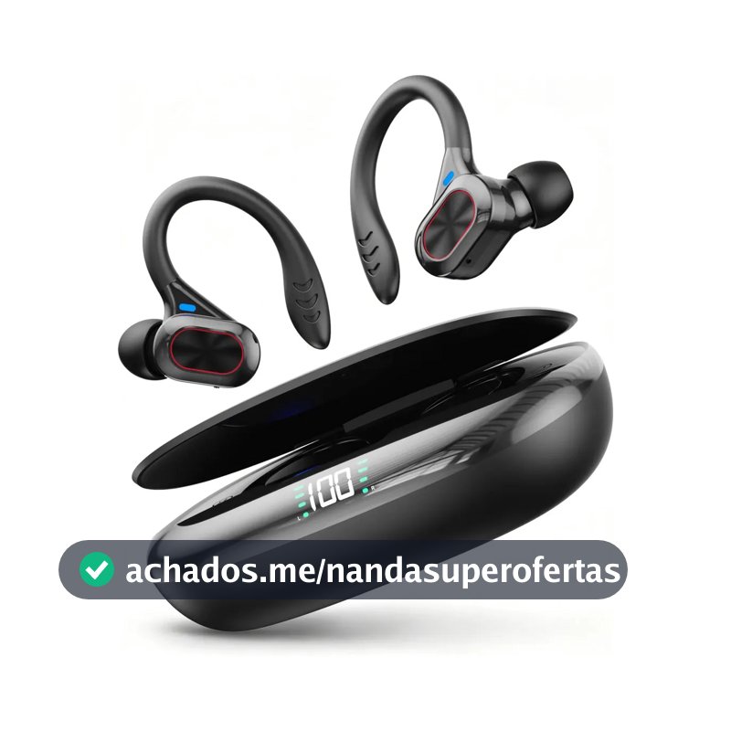 Fone de Ouvido JSKJ In-ear Bluetooth 5.3 com Cancelamento de Ruído, Esportivo e À Prova D'Água para Corrida