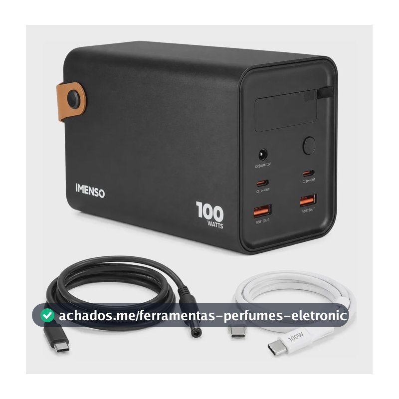 Power Bank 60000mah 100w + Cabo Starlink Mini E Led Inclusos Preto