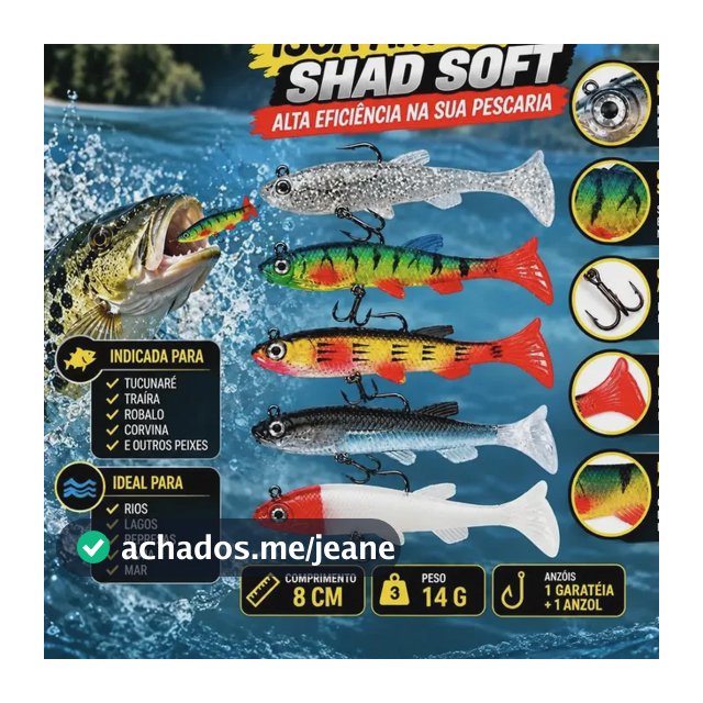 Iscas Artificiais Shad Soft 8cm 14g Tucunaré Traíra Pro Flash Silver
