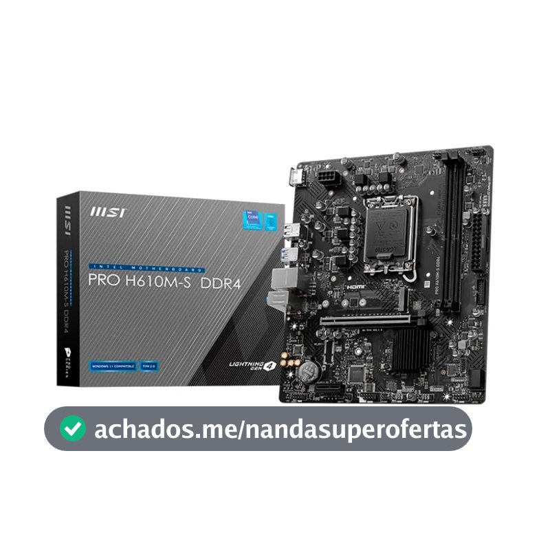 Placa-mãe Intel Nnet MSI Pro H610m-s DDR4 Socket 1700