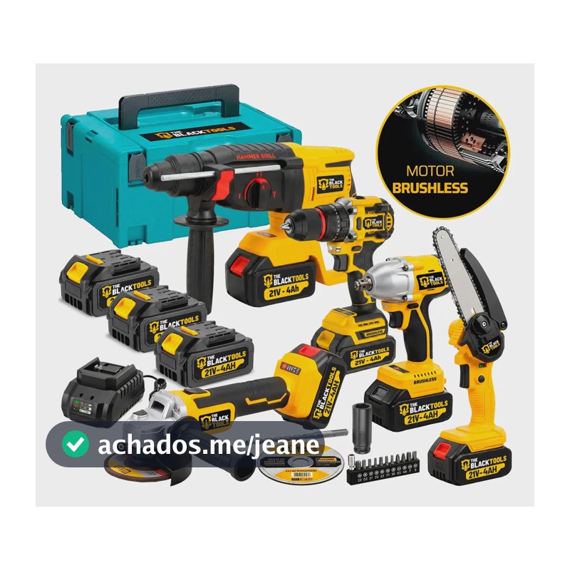 Kit Multiferramentas 5 Em 1 A Bateria 21v The Black Tools