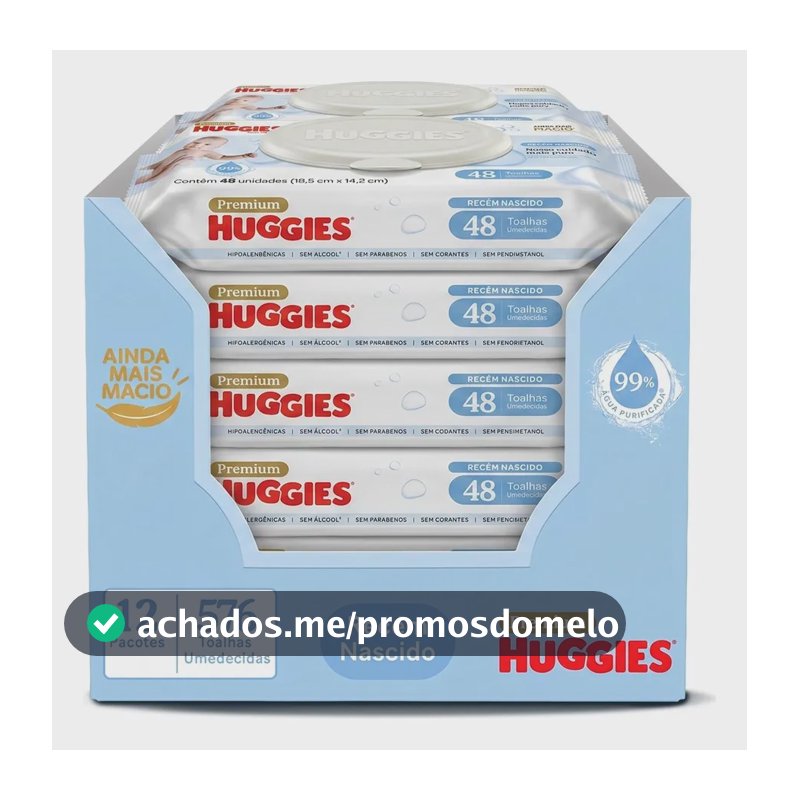 Lenços Umedecidos Huggies Recém Nascido Pack C/12 - 576 Un