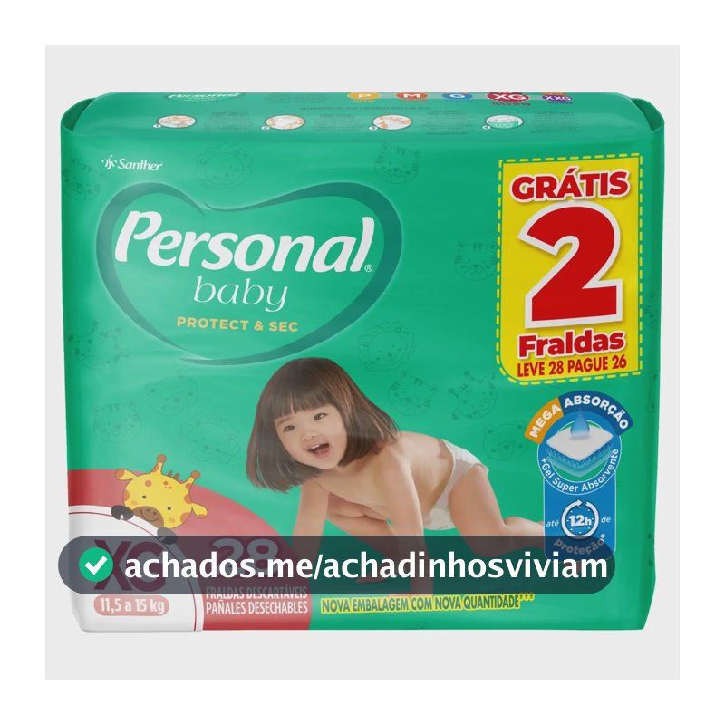 Fralda Personal Baby Protect & Sec 28 unidades (XG)