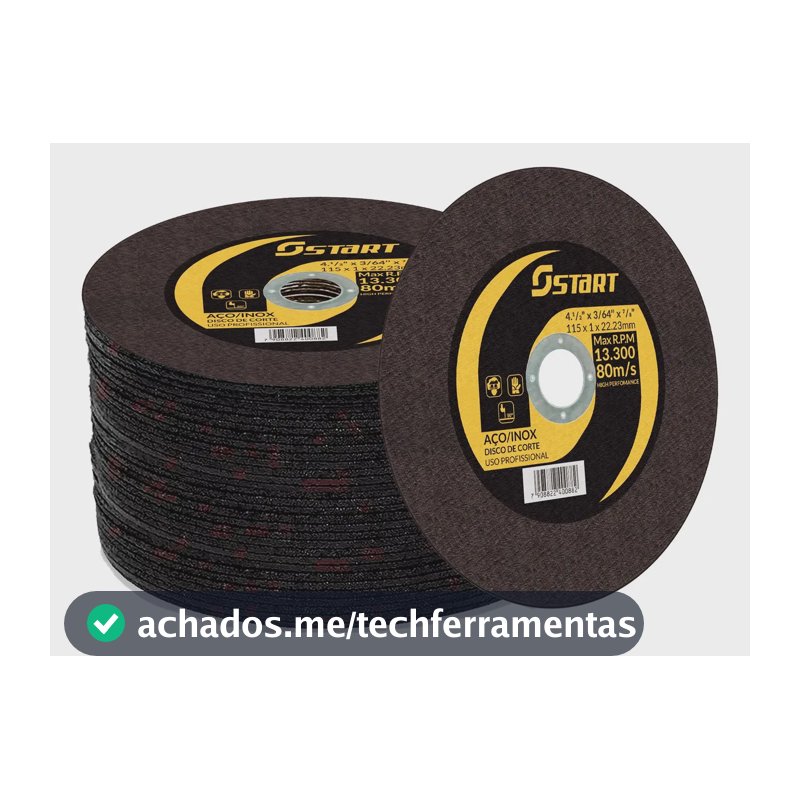 Disco De Corte Fino Inox 4.1/2 X 1,0 Esmerilhadeira 100 Pçs Amarelo