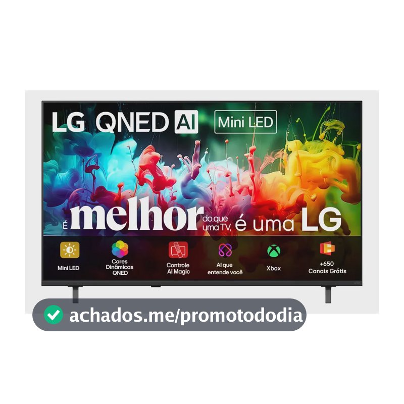 Smart TV 4K 55" LG QNED Mini LED AI QNED70 2026 Processador α7 Ger9 HDR10 Xbox Bluetooth Wi-Fi AI Search Google Gemini webOS 26 - 55QNED70BSA