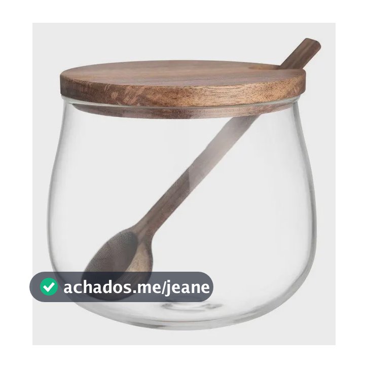 Açucareiro Home Style Vidro Borossilicato e Madeira Acácia 220g
