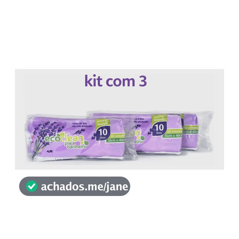 Kit 3 Saco De Lixo Roxo Aroma Lavanda - Pia E Banheiro 180un