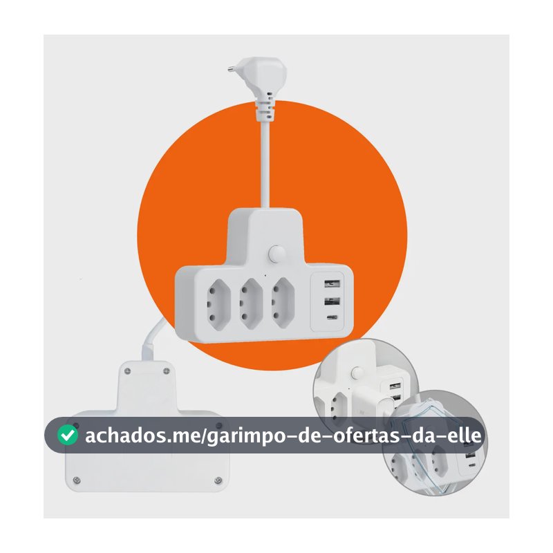 Conector De Extensão Portátil 3 Universal Plug Carregador Eletro Mex Modelo:6em1 Unidade:1 Unidade